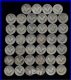 ROLL STANDING LIBERTY QUARTERS WORN/DAMAGED 90% Silver (40 Coins) LOT M07