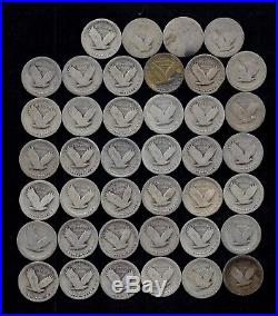 ROLL STANDING LIBERTY QUARTERS WORN/DAMAGED 90% Silver (40 Coins) LOT T135