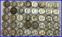 ROLL of 40 90% SILVER Washington quarters 1964&before. $10 face. Prepper pack #32