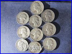 ROLL of 40 COINS CONSTITUTIONAL SILVER QUARTERS 1959 1958 1957 1956/1954/1953