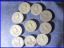 ROLL of 40 COINS CONSTITUTIONAL SILVER QUARTERS 1959 1958 1957 1956/1954/1953