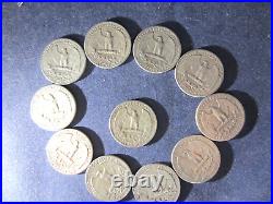 ROLL of 40 COINS CONSTITUTIONAL SILVER QUARTERS 1959 1958 1957 1956 1955 1954
