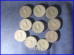 ROLL of 40 COINS CONSTITUTIONAL SILVER QUARTERS 1964 1963 1962 1961