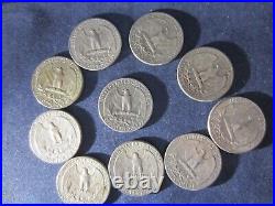 ROLL of 40 COINS CONSTITUTIONAL SILVER QUARTERS 1964 1963 1962 1961 1960 1958