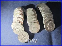 ROLL of 40 COINS CONSTITUTIONAL SILVER QUARTERS 1964 1963 1962 1961/60/59/58/57