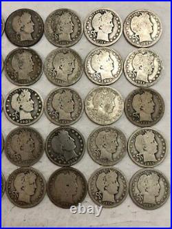 ROLL of 40 Good BARBER silver quarters. #5