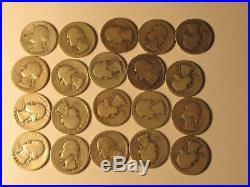 Roll 1930's Philadelphia Washington Quarters 90% Silver 40 Coins