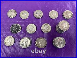 Roll 1935 1964 D Washington Silver Quarters 40 Coins (1)