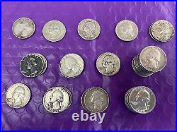 Roll 1935 1964 D Washington Silver Quarters 40 Coins (1)