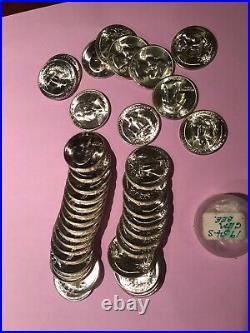 Roll 1954-s Gem Bu 90% Silver Washington Quarters-superb Luster Pq++40 Coin Roll