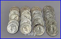Roll 20 $5 FACE Washington Quarters BORDERLINE Uncirculated (AU++) 90% Silver