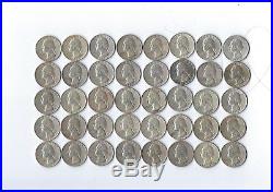 Roll 40 Circulated Washington Quarters 1960 1964 90% Silver US Coins FV $10
