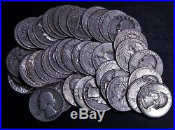 Roll 40 Coins Washington Silver Quarters Most 40s Before Avg Circ $10 Face Coins