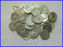 Roll (40 Coins) of Circulated Washington Quarters, 1948-1964 (90% Silver)