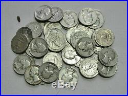 Roll (40 Coins) of Circulated Washington Quarters, 1950-1964 (90% Silver)