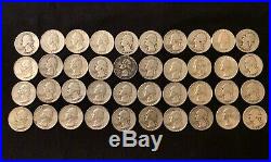 Roll (40) Washington Quarters $10 Face Value 90% Silver Circulated Mixed Dates