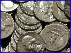 Roll 40 Washington Quarters 90% Silver $10 Face Mixed Dates/mints L4