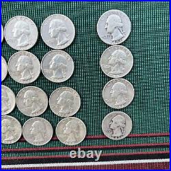 Roll 40 Washington Quarters Silver $10 Face Mixed Dates Actual Coins Shown 1942+