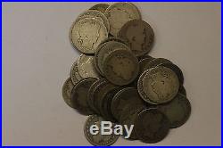 (Roll 40 ct.) Barber Silver Quarters, average circ, various years mint marks