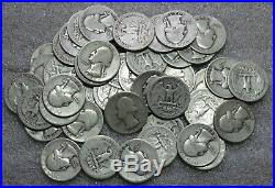 Roll+ (41 Coins) of Circulated Washington Quarters, 1934-1949 (90% Silver)