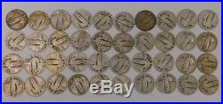 Roll Lot of 40 Silver Standing Liberty Quarters All Full Dates, Some Mint Marks