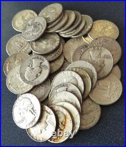 Roll Mixed Dates Washington Quarter 40 Coins $10 FV 90% Silver Item# 6387