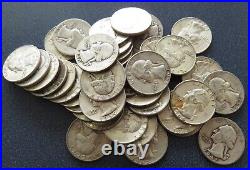 Roll Mixed Dates Washington Quarter 40 Coins $10 FV 90% Silver Item# 6391