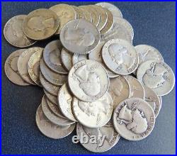 Roll Mixed Dates Washington Quarter 40 Coins $10 FV 90% Silver Item# 8129