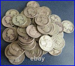Roll Mixed Dates Washington Quarter 40 Coins $10 FV 90% Silver Item# 8153