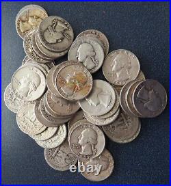 Roll Mixed Dates Washington Quarter 40 Coins $10 FV 90% Silver Item# 8209
