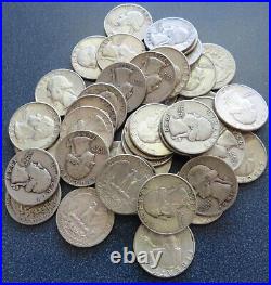 Roll Mixed Dates Washington Quarter 40 Coins $10 FV 90% Silver Item# 8291