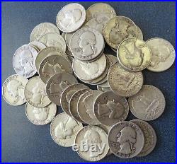 Roll Mixed Dates Washington Quarter 40 Coins $10 FV 90% Silver Item# 8291