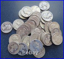 Roll Mixed Dates Washington Quarter 40 Coins $10 FV 90% Silver Item# 8362