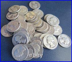 Roll Mixed Dates Washington Quarter 40 Coins $10 FV 90% Silver Item# 8362