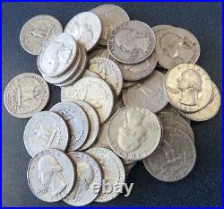 Roll Mixed Dates Washington Quarter 40 Coins $10 FV 90% Silver Item# 8363