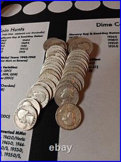 Roll Of 40 $10 Face Value 90% Silver Washington Quarters FULL DATES