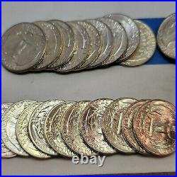 Roll Of 40 $10 Face Value Mostly 1964 D Silver Washington Quarters Au-Unc