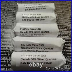 Roll Of 40 1968 Canada Silver 25 Cent Quarters $10 Face Value #coinsofcanada