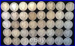 Roll Of (40) Barber Silver Quarters 1893-1916 in A/g to Good Condition Lot #11