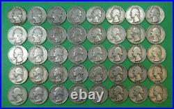 Roll Of (40) Circulated 90% Silver 1954-d Washington Quarters