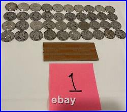 Roll Of 40 Circulated Mixed Date, Mixed Mint 90% Silver Quarters Uncertified-1