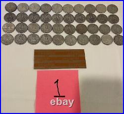 Roll Of 40 Circulated Mixed Date, Mixed Mint 90% Silver Quarters Uncertified-1