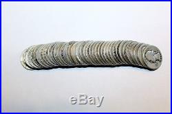 Roll Of 40 Circulated Washington Silver Quarters Assorted Dates From 1940 1964