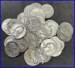 Roll Of 40 Mixed Washington Silver Quarters. 90% Silver Bonanza! $10 Face Value