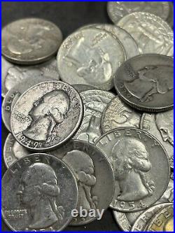Roll Of 40 Mixed Washington Silver Quarters. 90% Silver Bonanza! $10 Face Value