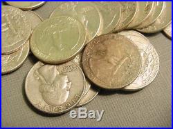 Roll Of 40 Pre-1964 90% Silver Washington Quarters $10 Face Value