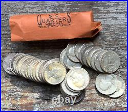 Roll Of 40 Silver Washington Quarters 90% Silver $10 Face Value Pre 1965