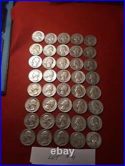 Roll Of 40 Silver Washington Quarters, 90% Silver Coins 1932-1964 Lot #4
