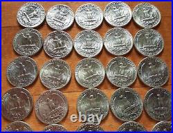 Roll Of 40 Silver Washington Quarters Circulated And Uncirculated