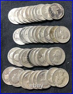 Roll Of 40 Silver quarters? 1947-1964 Washington, circulated